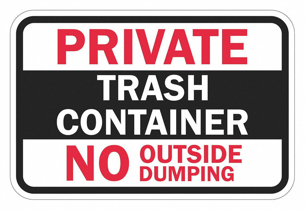 Rflctv No Dumping Private Sign 12x18in