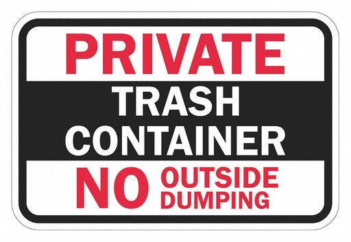 Rflctv No Dumping Private Sign 12x18in