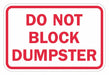 Dumpster No Parking Sign 12 x 18 