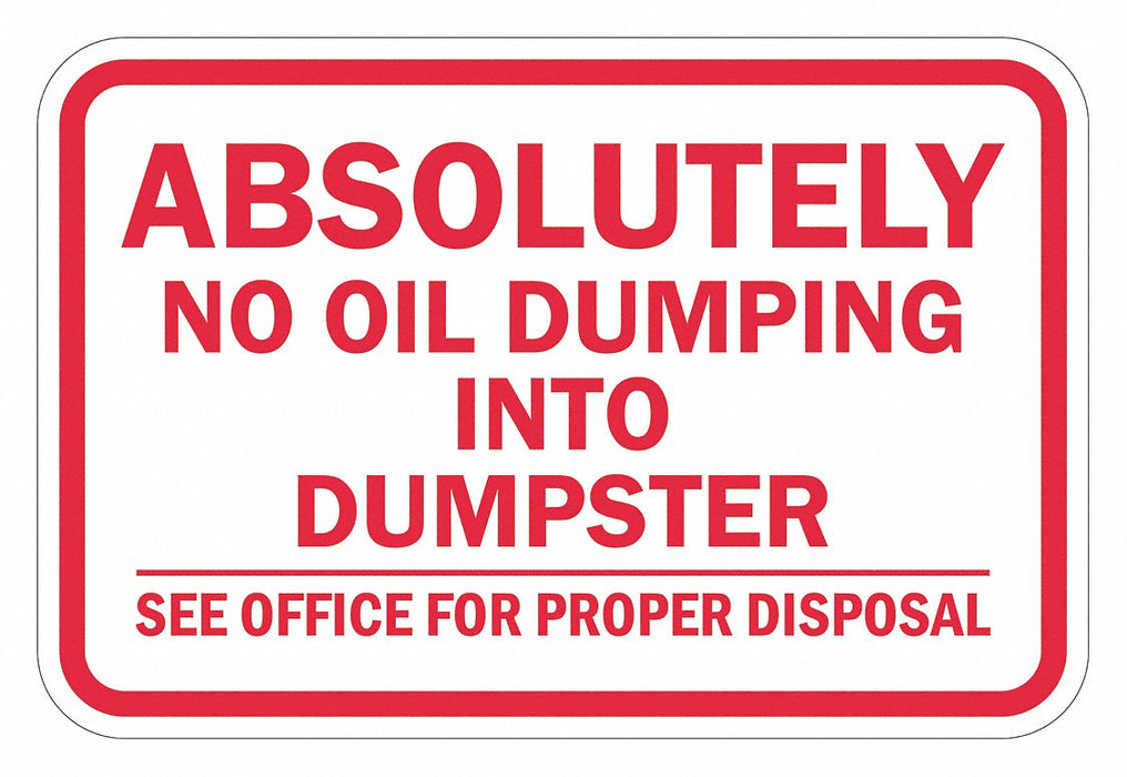 Reflective No Dumping Sign 12x18in Alum