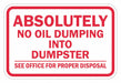 Reflective No Dumping Sign 12x18in Alum