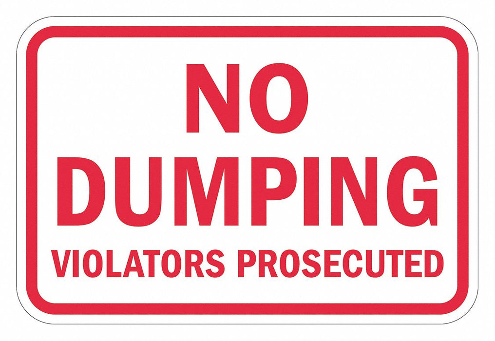 Reflective No Dumping Sign 12x18in Alum