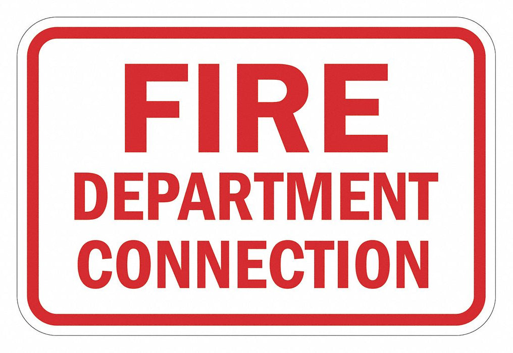 Rflctv Fire Connection Sign 12x18in Alum