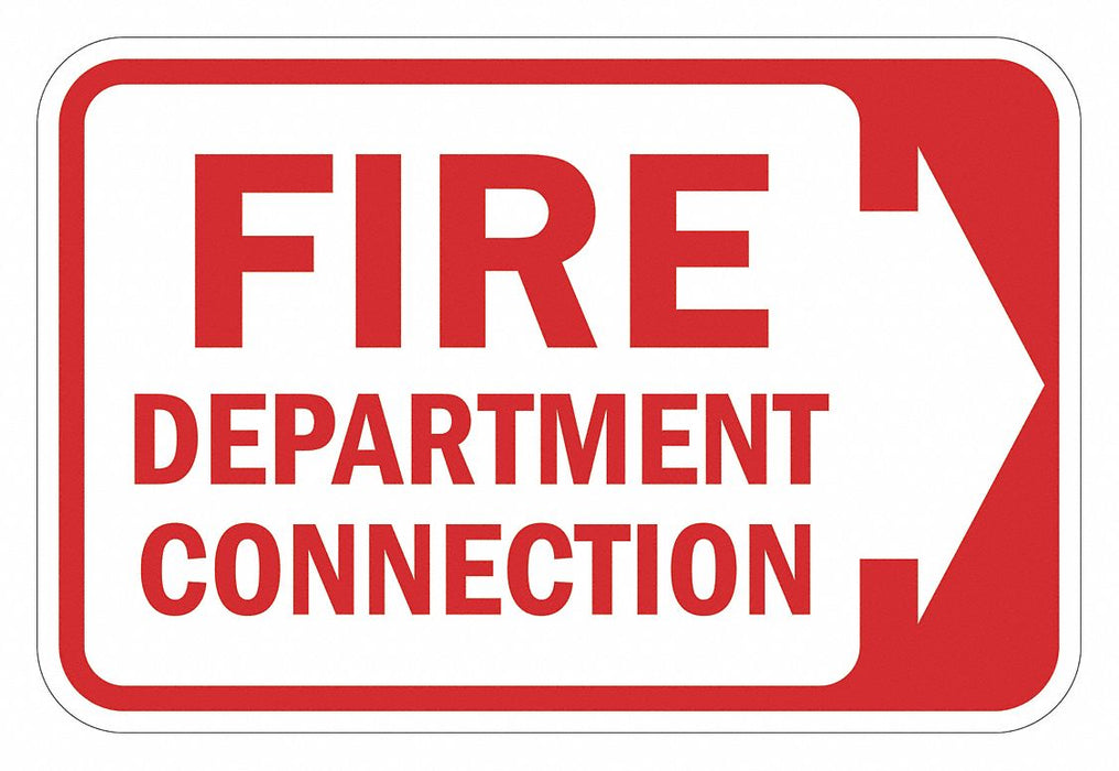 Rflctv Fire Connection Sign 12x18in Alum