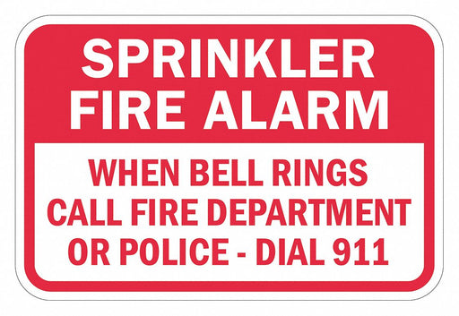Rflctv Fire Alarm Sprinkler Sign 12x18in