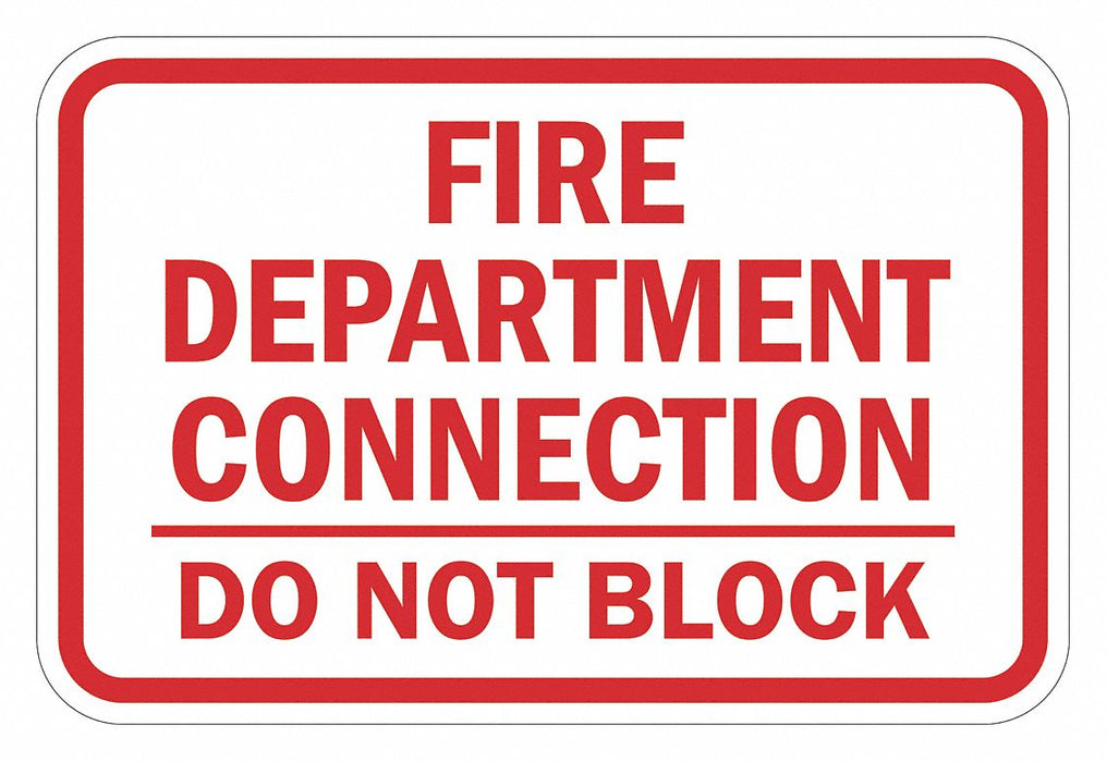 Rflctv Fire Connection Sign 12x18in Alum