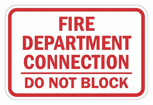 Rflctv Fire Connection Sign 12x18in Alum