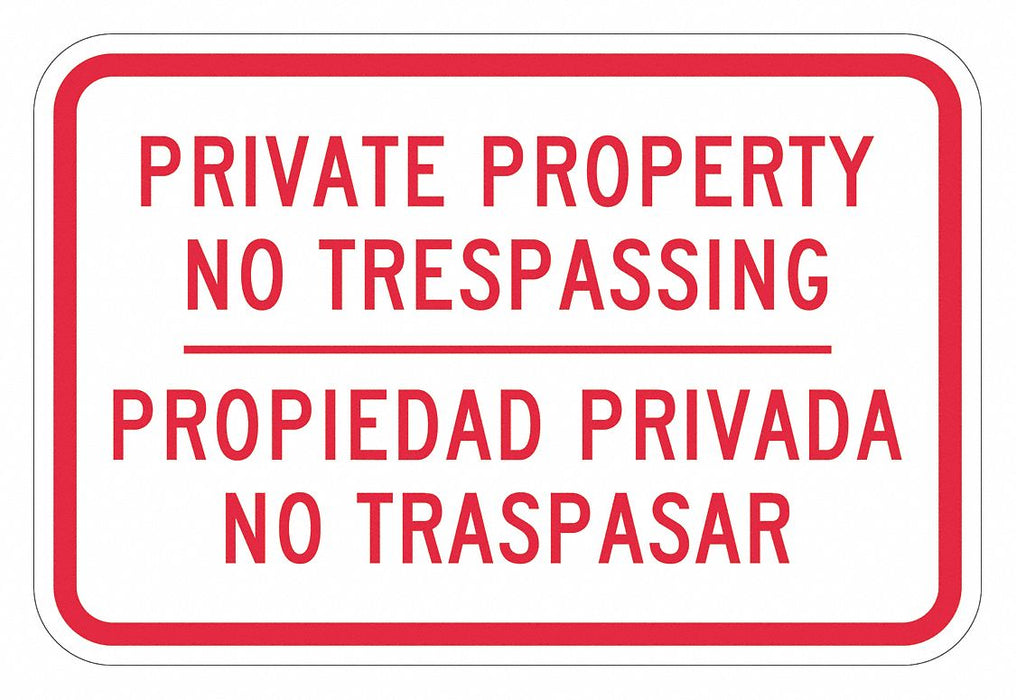 Rflctv No Trespassing Sign 12x18in Alum