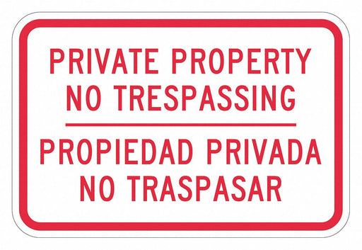 Rflctv No Trespassing Sign 12x18in Alum