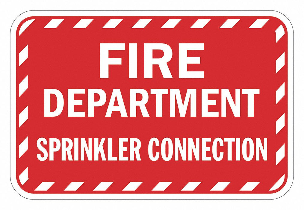 Rflctv Fire Connection Sign 12x18in Alum