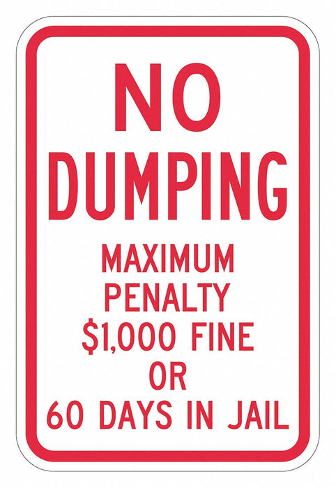 Reflective No Dumping Sign 24x18in Alum
