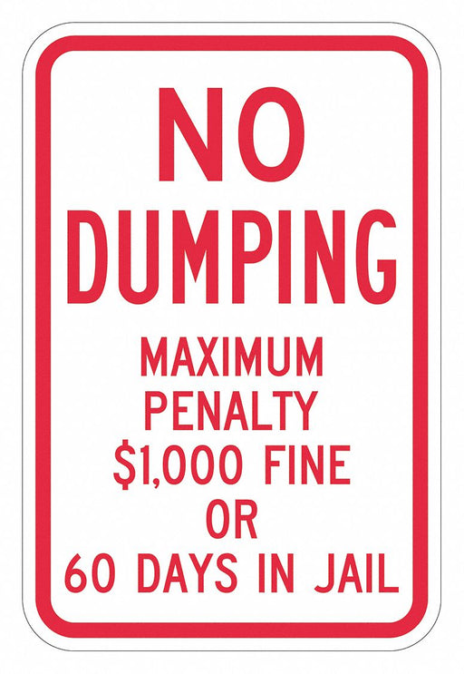 Reflective No Dumping Sign 24x18in Alum