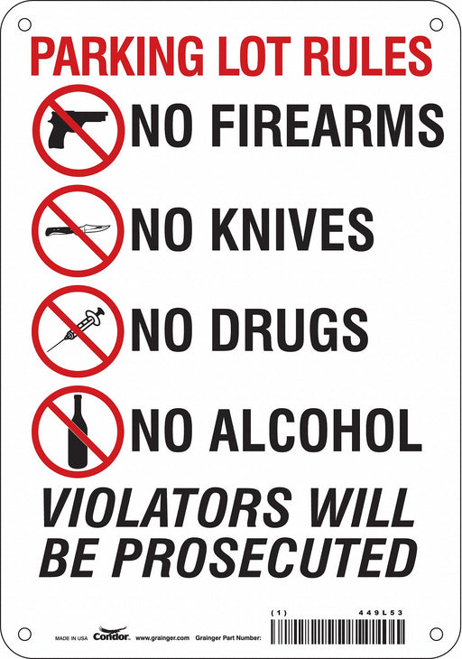Safety Sign 10 in x 7 in Polyethylene