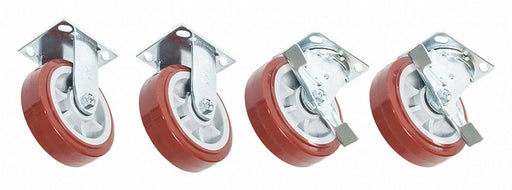 Plate Caster Rigid Swivel PU 7 1/2 H