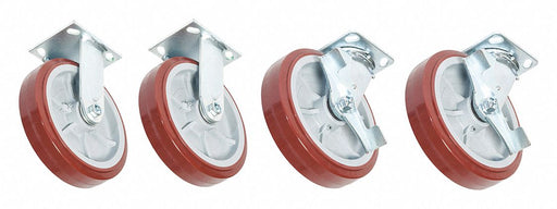 Plate Caster Rigid Swivel PU 9 1/2 H