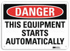 Danger Sign 7 inx10 in Plastic