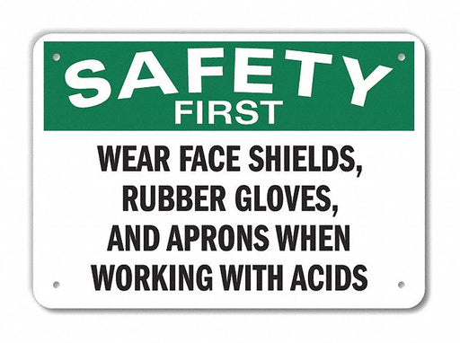 Safety First Sign 7 in x 10 in Aluminum