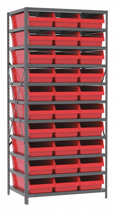 Steel Shelving 24x36x79 W/30 Bins Blue