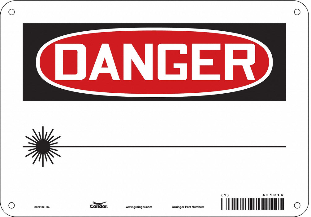 Laser Warning Sign 7 in x 10 in Aluminum