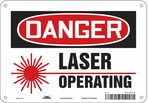 Laser Warning Sign 7 in x 10 in Aluminum