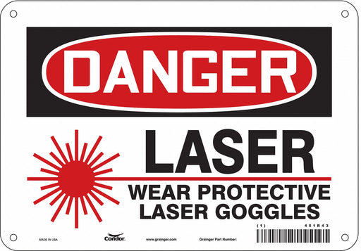 Laser Warning Sign 7 in x 10 in Aluminum