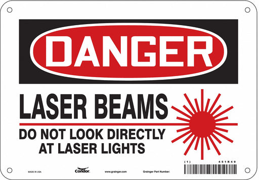 Laser Warning Sign 7 in x 10 in Aluminum