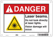 Laser Warning Sign 7 in x 10 in Aluminum