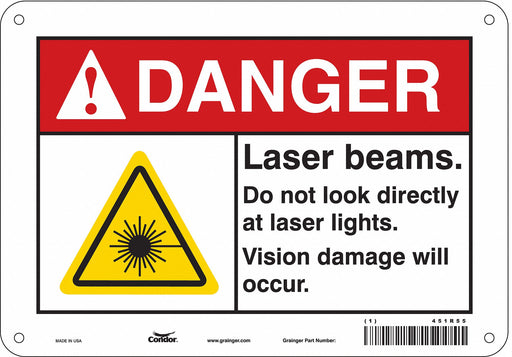 Laser Warning Sign 7 in x 10 in Aluminum