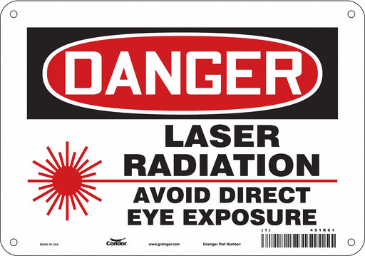 Laser Warning Sign 7 in x 10 in Aluminum