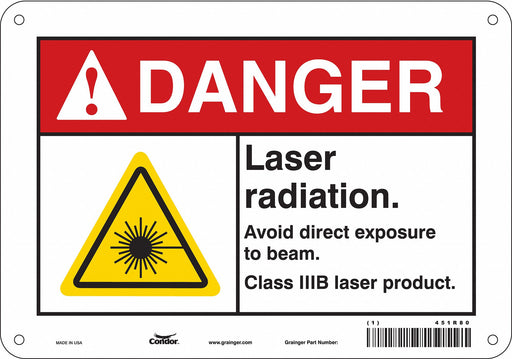 Laser Warning Sign 7 in x 10 in Aluminum