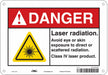 Laser Warning Sign 7 in x 10 in Aluminum
