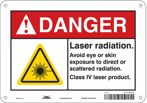 Laser Warning Sign 7 in x 10 in Aluminum