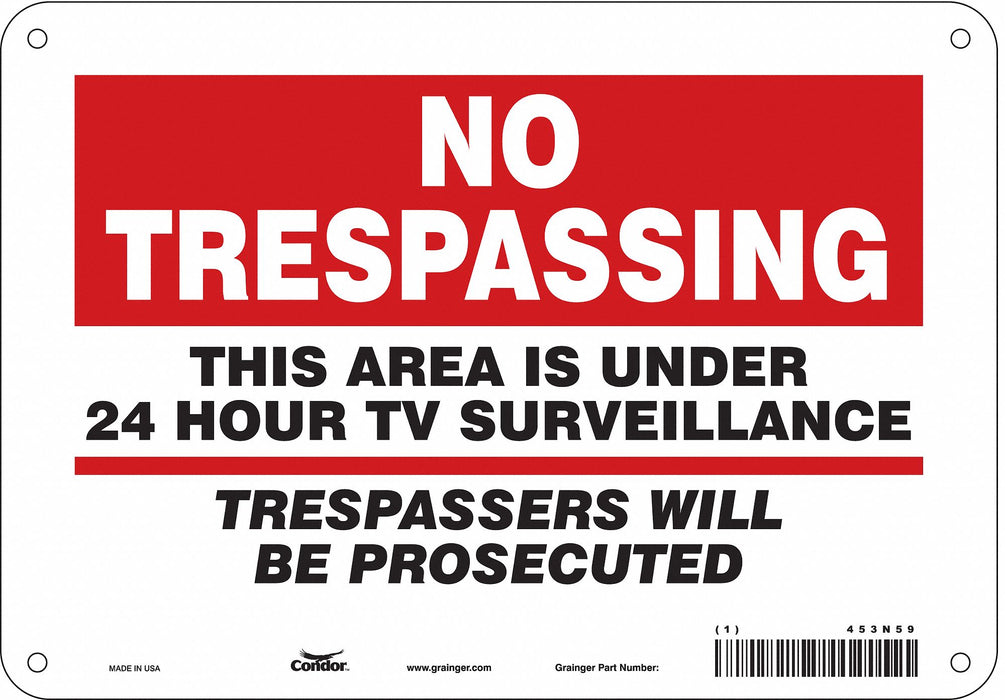 Security Sign 7 in x 10 in Aluminum