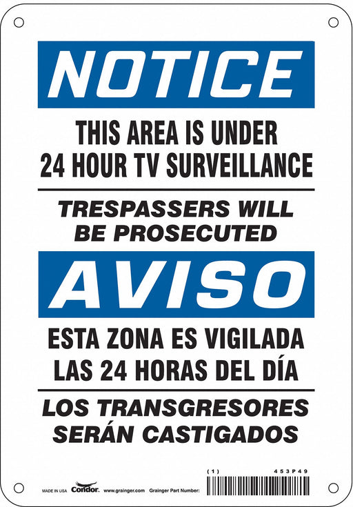 Safety Sign 10 in x 7 in Polyethylene
