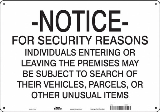 Safety Sign 14 in x 20 in Aluminum