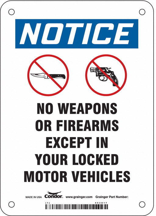 Safety Sign 7 in x 5 in Aluminum