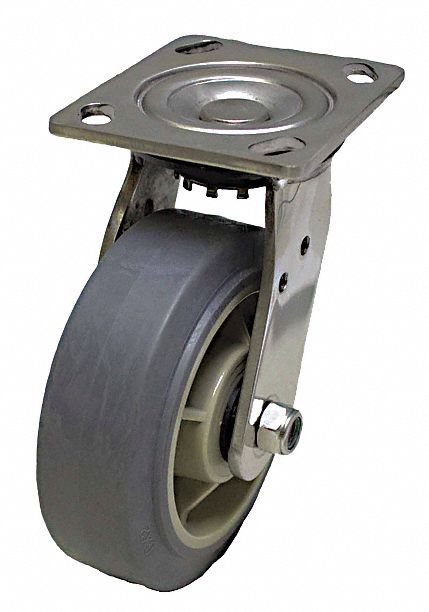 Plate Caster Swivel Rubber 6 1/2 H