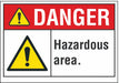 Hazard Area Danger Rflct Label 3.5x5in