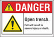 Open Trench Danger Rflct Label 5inx7in
