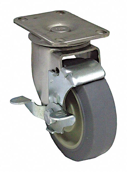Plate Caster Swivel Rubber 7 1/4 H