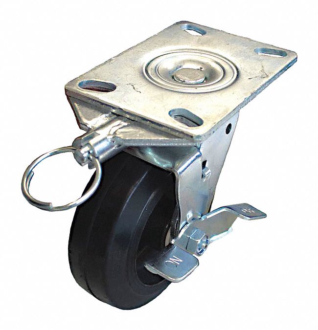 Plate Caster Swivel Rubber 9 1/2 H