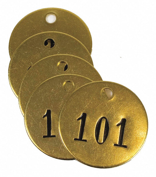 Numbered Tag Brass 1 1/2in H PK25