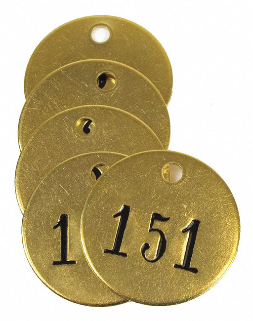 Numbered Tag Brass 1 1/2in H PK25