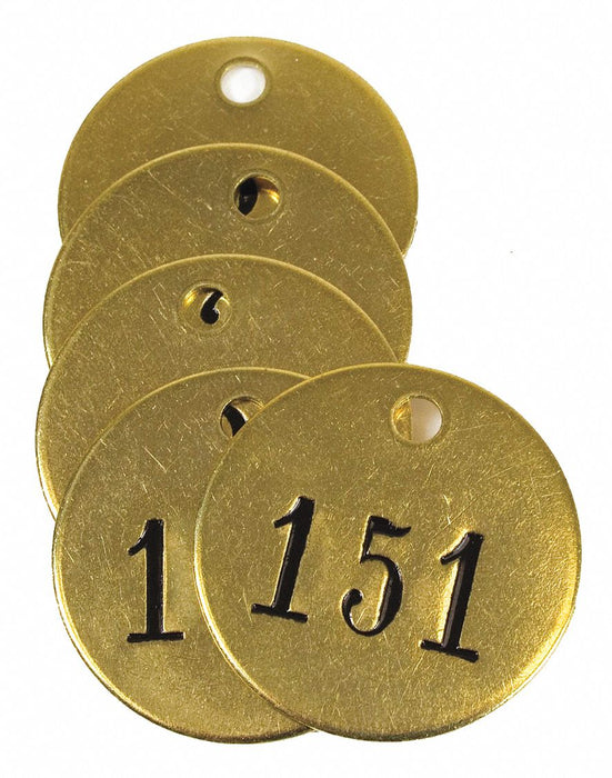 Numbered Tag Brass 1 1/2in H PK25