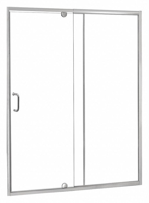 Shower Door and Panel Silver Pivot 69 in