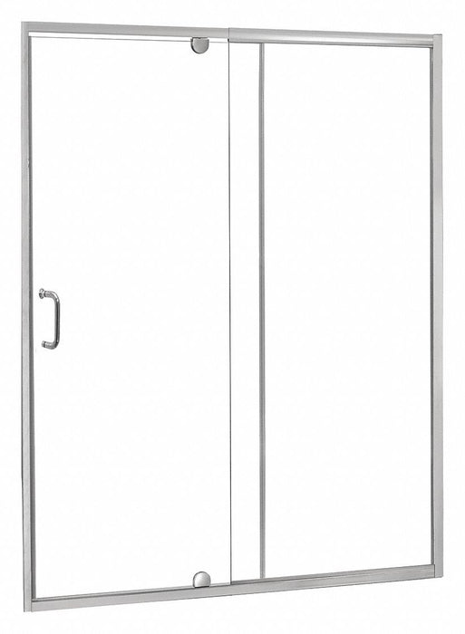 Shower Door and Panel Silver Pivot 69 in