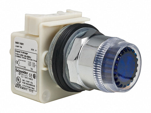 Flush Push Button Blue LED 30mm