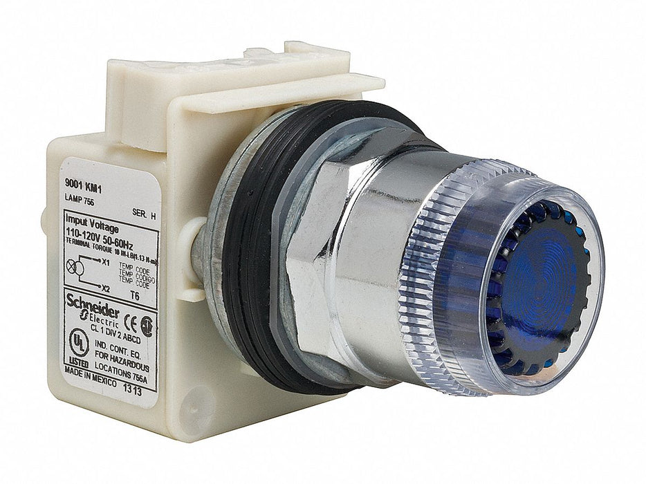 Flush Push Button Blue LED 30mm