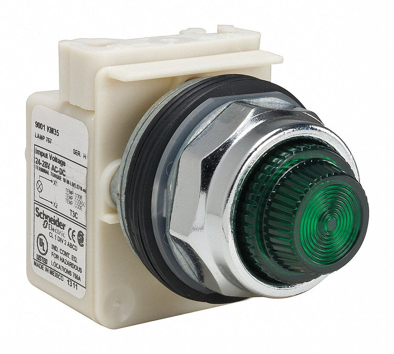 H4552 Pilot Light Green 30mm Incandescent