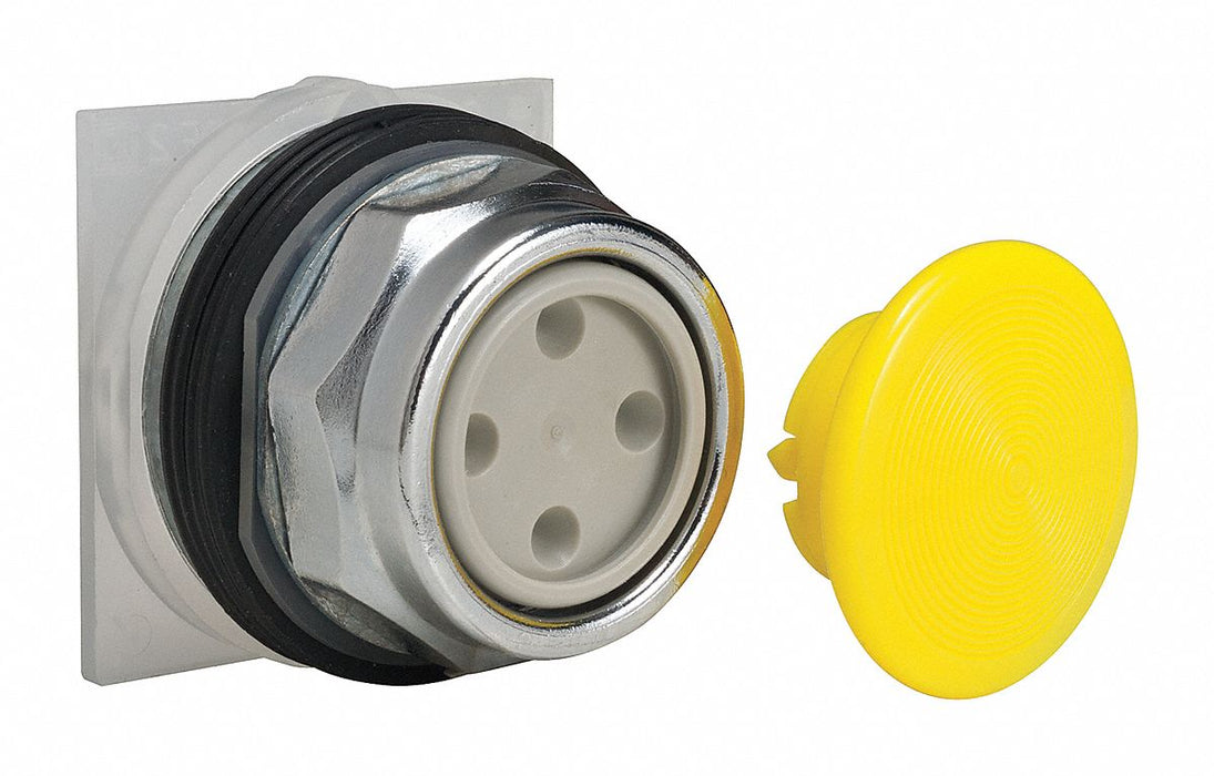 Mushroom Head Push Button Yellow 30mm